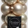 Decoris kerstbal crème D 3,5 cm 16 stuks