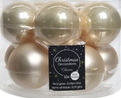 Decoris kerstbal crème D 6 cm 10 stuks