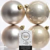 Decoris kerstbal crème D 10 cm 4 stuks