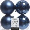 Decoris kerstbal donkerblauw D 10 cm 4 stuks