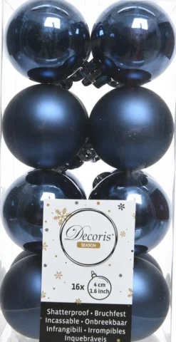 Decoris kerstbal donkerblauw D 4 cm 16 stuks