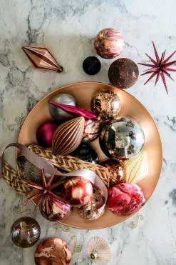 Decoris kerstbal donkerroze D 8 cm 6 stuks