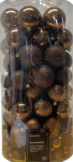 Decoris kerstbal espresso D 4 / 6 / 8 cm 100 stuks