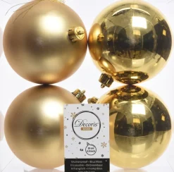 Decoris kerstbal goud D 10 cm 4 stuks