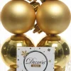 Decoris kerstbal goud D 4 cm 16 stuks