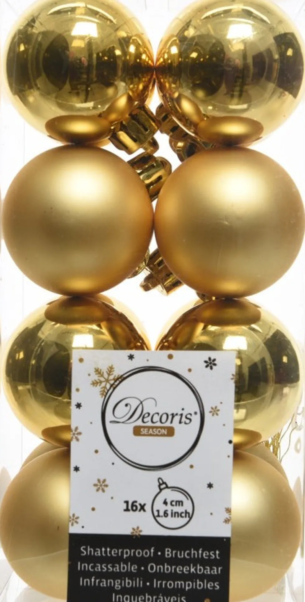 Decoris kerstbal goud D 4 cm 16 stuks