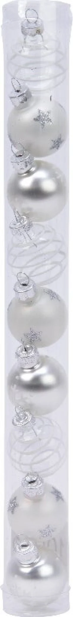 Decoris kerstbal grijs / zilver / transparant D 3 cm 9 stuks
