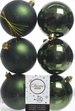Decoris kerstbal groen D 8 cm 6 stuks
