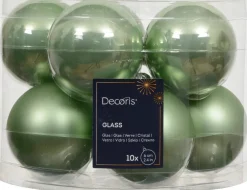 Decoris kerstbal groen D 6 cm 10 stuks