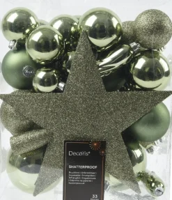 Decoris kerstbal groen D 8 cm 33 stuks