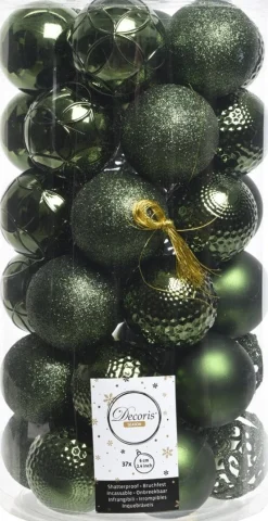 Decoris kerstbal groen D 6 cm 37 stuks
