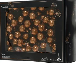 Decoris kerstballen kerststukje bruin D 2,5 cm