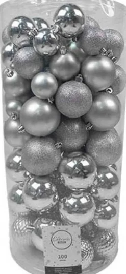 Decoris kerstballen PLC XXL zilver D 8 cm 100 stuks