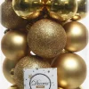Decoris kerstbal licht goud D 4 / 5 / 6 cm 30 stuks