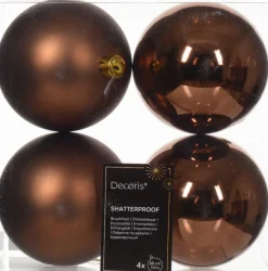 Decoris kerstbal Marilene espresso D 10 H 10 cm 4 stuks