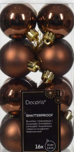Decoris kerstbal Marilene espresso D 4 H 4 cm 16 stuks