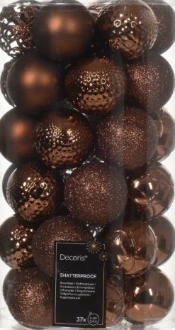 Decoris kerstbal Marilene espresso D 6 H 6 cm 37 stuks