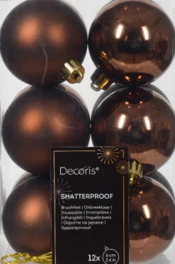 Decoris kerstbal Marilene espresso D 6 H 6 cm 12 stuks