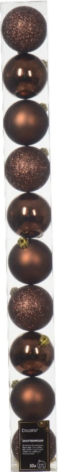 Decoris kerstbal Marilene espresso D 6 H 6 cm 10 stuks