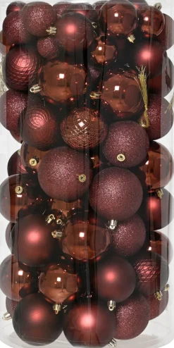 Decoris kerstbal maroon D 4 / 6 / 8 cm 100 stuks