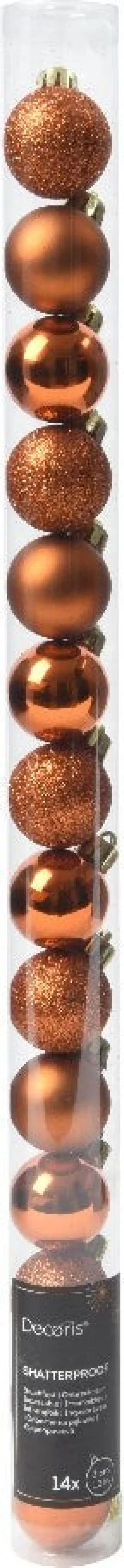 Decoris kerstbal oranje D 3 cm 14 stuks