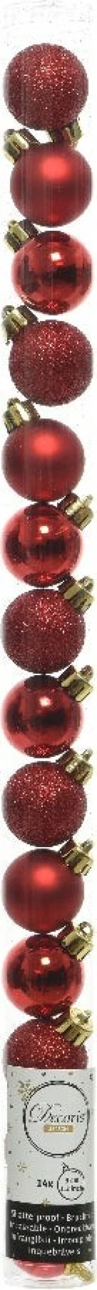Decoris kerstbal rood D 3 cm 14 stuks