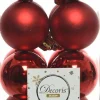 Decoris kerstbal rood D 4 cm 16 stuks