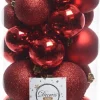 Decoris kerstbal rood D 4 / 5 / 6 cm 30 stuks
