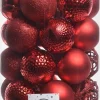 Decoris kerstbal rood D 6 cm 37 stuks