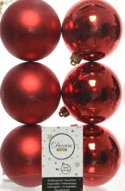 Decoris kerstbal rood D 8 cm 6 stuks