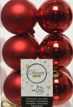Decoris kerstbal rood D 6 cm 12 stuks