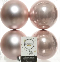 Decoris kerstbal roze D 10 cm 4 stuks