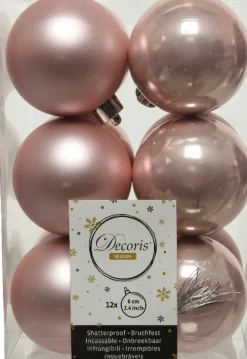 Decoris kerstbal roze D 6 cm 12 stuks
