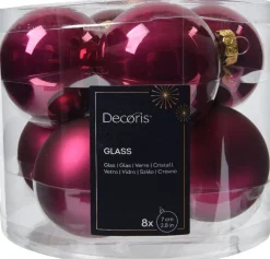 Decoris kerstbal roze D 7 cm 8 stuks
