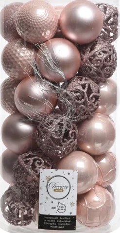 Decoris kerstbal roze D 6 cm 37 stuks