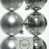 Decoris kerstbal zilver D 8 cm 6 stuks