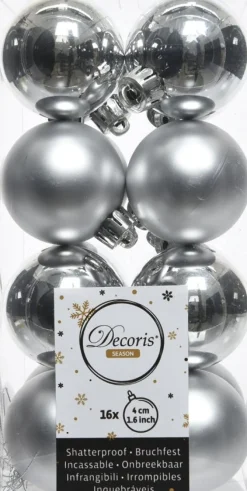Decoris kerstbal zilver D 4 cm 16 stuks