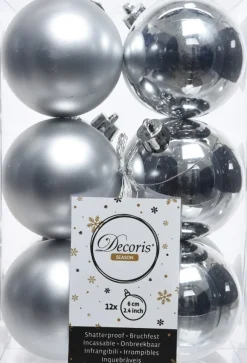 Decoris kerstbal zilver D 6 cm 12 stuks