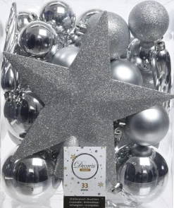 Decoris kerstboomdecoratie Marilene zilver 33-delig