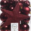 Decoris kerstboomdecoratie Marilene donkerrood 33-delig