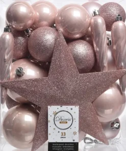 Decoris kerstboomdecoratie Marilene roze mix 33-delig