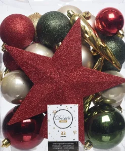 Decoris kerstboomdecoratie Marilene multi 33-delig