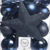 Decoris kerstboomdecoratie Marilene donkerblauw 33-delig