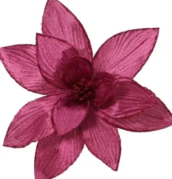 Decoris kerstclip bloem paars D 30 H 15 cm