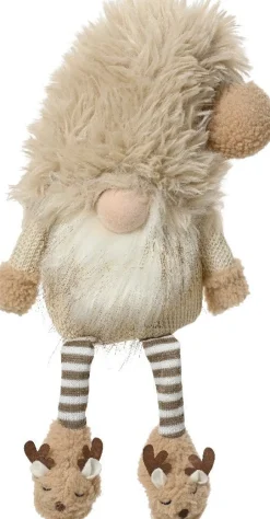 Decoris kerstfiguur gnoom crème 11 x 17 x 48 cm