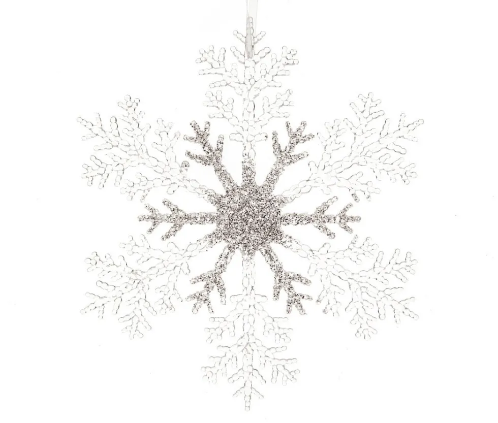 Decoris kersthanger Snowy ster semitransparant zilver 32 x 32 x 8 cm