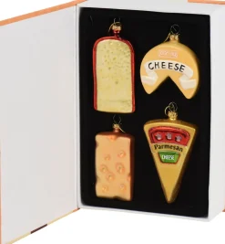 Decoris kerst ornament box boek kaas 5,1 x 3,2 x 9,9 cm 4stuks
