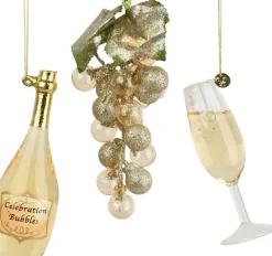 Decoris kerst ornament box boek prosecco 4,6 x 4,6 x 14,1 cm 3 stuks