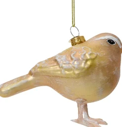 Decoris kerst ornament Lintu winterkoning beige 9,1 x 5,7 x 10,5 cm