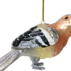 Decoris kerst ornament Lintu vink zwart / beige / grijs 5,7 x 4,8 x 11,4 cm